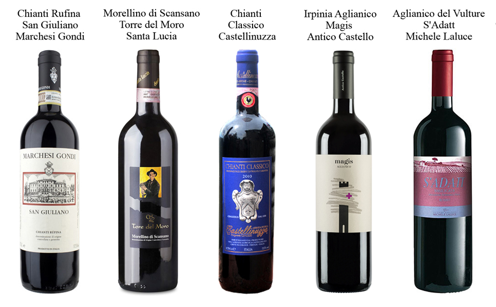 Una selezione di 5 etichette di Chianti, Morellino e Aglianico che sono un esempio di quali sono i migliori vini per grigliata di carne
