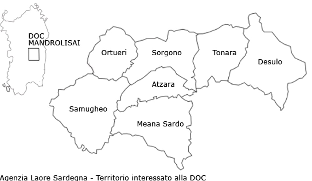 i comuni della Sardegna dove si produce il Mandrolisai DOC